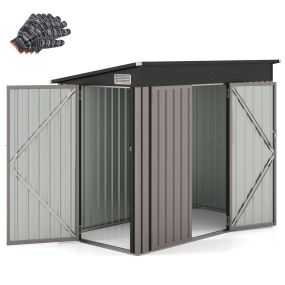 Cobertizo de Almacenamiento Exterior Casa de Herramientas con 2 Puertas Techo Organizador para Jardín Patio 235 x 117 x 185 cm Gris Claro