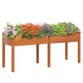 Cama de jardín elevada con separador y 8 orificios de drenaje 184 x 58 x 77 cm marrón