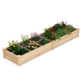 Cama Elevada de Jardín de Madera con 2 Cajas de Cultivo y Divisores Macetero Elevado para Flores Vegetales Frutas Jardinera para Patio