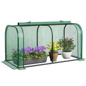 Mini invernadero con puerta de cremallera, cubierta PE impermeable, marco de metal, 118 x 55 x 60 cm, verde