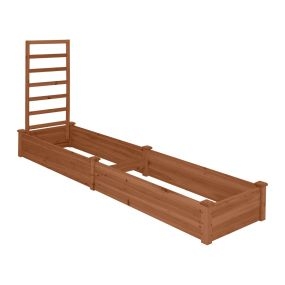 Combo de 2 maceteros elevados y 1 enrejado de madera para patio jardín balcón 235 x 63 x 102 cm café