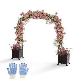 Arco de jardín de 288 cm con 2 cajas de plantas y sistema de autorriego para exterior