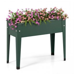 Jardinera elevada de metal verde con orificios de drenaje 60x27x45 cm para frutas, verduras y hierbas