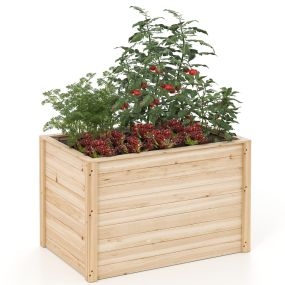 Cama de jardín elevada de madera con base abierta 100 x 64 x 65,5 cm natural