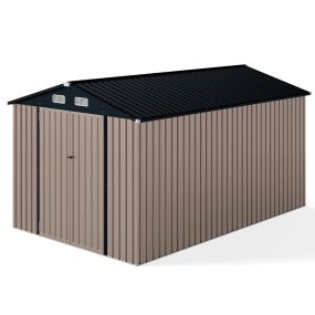 Caseta Grande para Herramientas con Techo Inclinado Puertas con Cerradura y Llaves 350 x 223 x 197 cm Gris