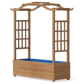 Jardinera elevada de madera maciza con enrejado, techo colgante, 2 laterales y maceta inferior