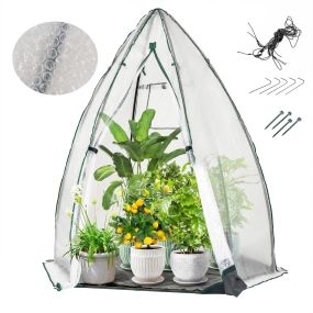 Mini invernadero portátil de PE con puerta cremallera y ventana de malla 160 x 139 x 182 cm