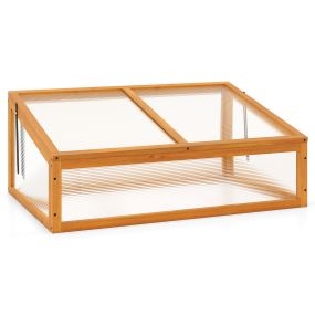 Invernadero de madera marco frío portátil techo transparente abatible naranja