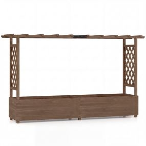 Jardinera con enrejado de madera de abeto para plantas trepadoras 110x44x182 cm