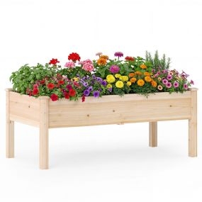 Cama elevada de madera de abeto natural con patas para verduras flores y hierbas carga 60 kg