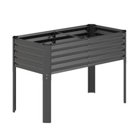 Cama elevada de jardín de metal galvanizado con patas elevadas y drenaje 118x60x77,5 cm gris