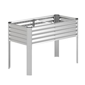 Cama elevada de jardín de metal galvanizado con patas elevadas y drenaje 118x60x77,5 cm plateada