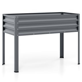 Huerto Urbano Terraza Cama Elevada de Metal con Recubrimiento Electroforético y Drenaje para Verduras Flores Frutas Gris