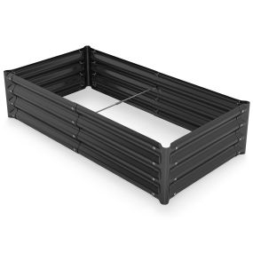 Cama de Jardín Elevada de Acero Galvanizado con Base Abierta Travesaño Reforzado y Esquinas Salientes para Flores 123x64x29cm