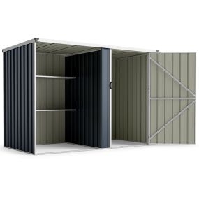 Caseta metálica exterior para herramientas con cerradura y estantes 232 x 126 x 161 cm gris y plateado