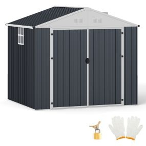 Caseta metálica gris de chapa galvanizada con ventana PC y montaje rápido 238 x 193 x 208 cm