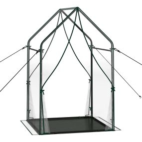 Mini Invernadero de Jardín Reforzado Antiviento con Puerta de Cremallera para Proteger Plantas Tiernas 90,5 x 90,5 x 152,5 cm Transparente