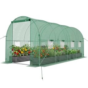 Invernadero de Jardín con Ventanas Transpirables Puerta con Cremallera Tubo de Acero Galvanizado Tela PE Duradera 4,5 x 2 x 2 m Verde
