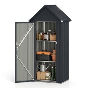 Cobertizo de almacenamiento exterior metálico con estantes ajustables 76 x 54 x 176 cm gris oscuro