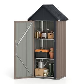 Caseta de almacenaje exterior de metal con repisas regulables 76 x 54 x 176 cm marrón