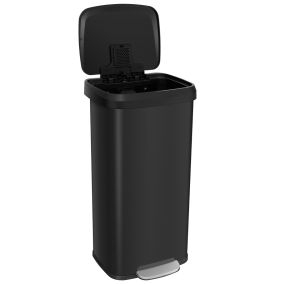 Cubo de Basura Cocina con Tapa de Metal Basurero a Prueba de Huellas Dactilares Cubo de Reciclaje con Pedal para Hogar Oficina Oro Nergo