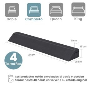 Almohada Full de Cuña de 137 cm para Cama Almohada de Cabecera con 2 Bolsillos de Almacenamiento Funda Lavable para Cerrar Espacio Gris