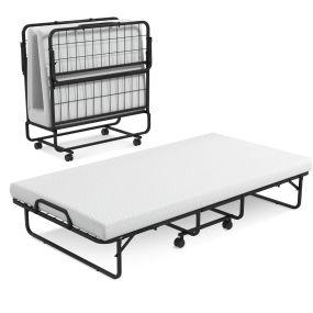 Cama plegable con colchón viscoelástico portátil de metal 191 x 96 x 28 cm