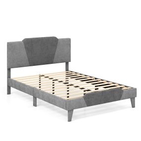 Marco de cama de terciopelo con cabecero de listones de madera maciza gris 208 x 145 x 105 cm