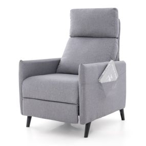 Silla Reclinable de Tela de Lino Sillón con Respaldo Reposapiés Ajustables Asiento Acolchado Suave 2 Bolsillos para Sala de Estar Gris