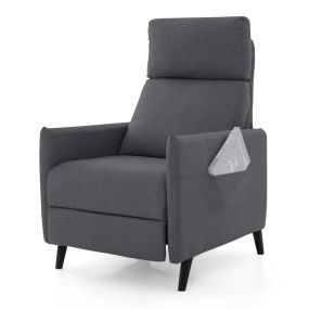Silla Reclinable con Respaldo con Respaldo y Reposapiés Ajustables Asiento Acolchado Suave 2 Bolsillos 68 x 80 x 104,5 cm Gris Oscuro