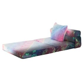 Sofá cama plegable para niños con almohada y funda lavable 168 x 66 x 10 cm multicolor
