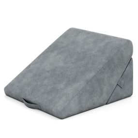 Cojín de Cuña de Espuma para Cama y Sofá Almohada de Cuña con Funda Extraíble Almohada Triangular para Lectura Relax Marrón Gris