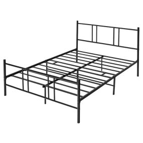 Marco de cama metálico negro con cabecero y estribo de acero 209x164x101 cm