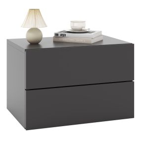 Mesita de Noche Flotante con 2 Cajones Mesa de Noche de Pared con Almacenaje Estante Flotante para Dormitorio Salón Mesa Colgante Gris