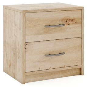 Mesita de Noche con 2 Cajones Mesa de Noche Moderna con Almacenamiento Mesa de Suelo Compacta Mesa Auxiliar de Madera para Sofá Natural