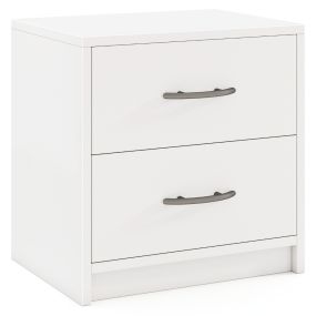 Mesita de Noche con 2 Cajones Mesa de Noche Moderna con Almacenamiento Mesa de Suelo Compacta Mesa Auxiliar de Madera para Sofá Blanco