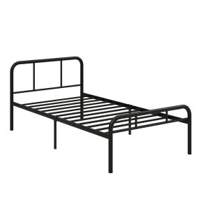 Cama matrimonial metálica con cabecero y piecero 208 x 95 x 81 cm negro
