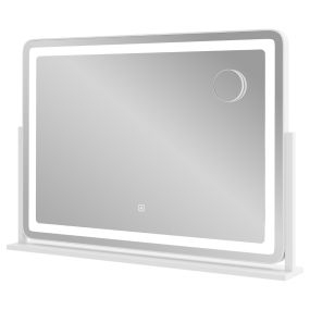 Espejo de Vanidad con Luces Espejo de Maquillaje Grande de 80 x 55 cm con Espejo Magnificador 10X Control Táctil 3 Modos de Iluminación Blanco
