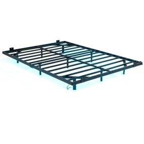Estructura de cama flotante de metal negro con luces LED y tope antideslizante para colchón