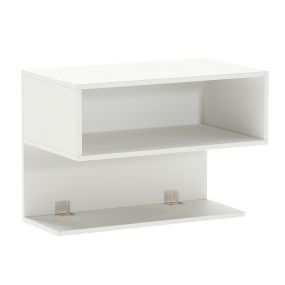 Mesita de noche flotante moderna con estantes abiertos blanca para dormitorio y sala de estar