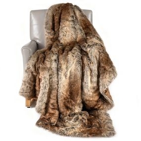 Manta de Piel Sintética de Estilo Mapache Suave Lujosa y Gruesa Acogedora y Cálida para Cama Sofá o Sillón 153 x 203 cm