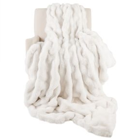 Manta de Piel Sintética de Lujo Manta de Peluche Suave Gruesa y Cálida para Navidad Decoración de Cama Sofá o Sillón 178 x 203cm