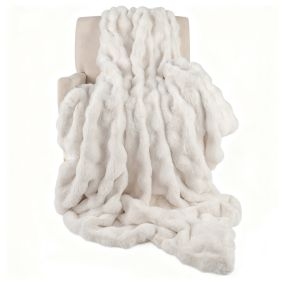 Manta de Piel Sintética de Lujo Manta de Peluche Suave Gruesa y Cálida para Navidad Decoración de Cama Sofá o Sillón 153 x 203cm