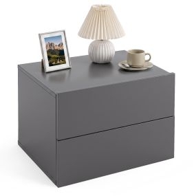 Mesita de noche montable en pared con dos cajones gris 42 x 30 x 29 cm