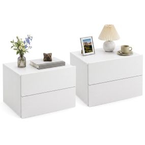 Juego de 2 Mesita de Noche de Madera Compuesta con Doble Cajón Almacenamiento Resistente para Dormitorio Moderno 42 x 30 x 29 cm Blanco