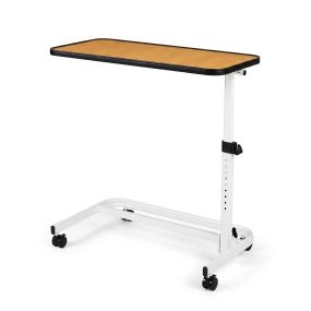 Mesita en C plegable con altura ajustable 9 niveles, tablero inclinable y ruedas universales natural