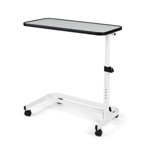 Mesita en forma de C plegable con altura ajustable, tablero inclinable y ruedas universales blanca