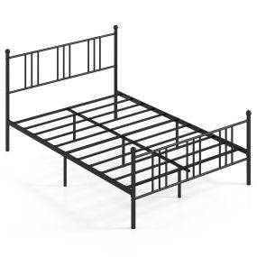 Marco de cama doble de metal con barandillas protectoras y espacio inferior para almacenamiento negro 206 x 141 x 101 cm