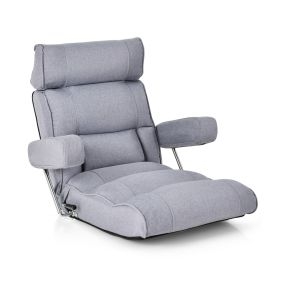 Silla de Sofá Plegable de Suelo Sillón Ergonómico con Respaldo de Ajuste Sin Escalas Reposacabezas/Lumbar Ajustable en 6 Posiciones Gris
