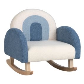 Silla mecedora infantil tapizada azul 50,5 x 49 x 50,5 cm para niños 3-5 años